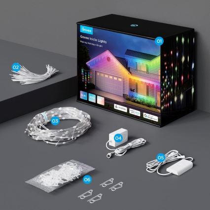 Govee - LED RGBIC Āra virtene Viedā leduspuķes 10m Wi-Fi Matter IP65