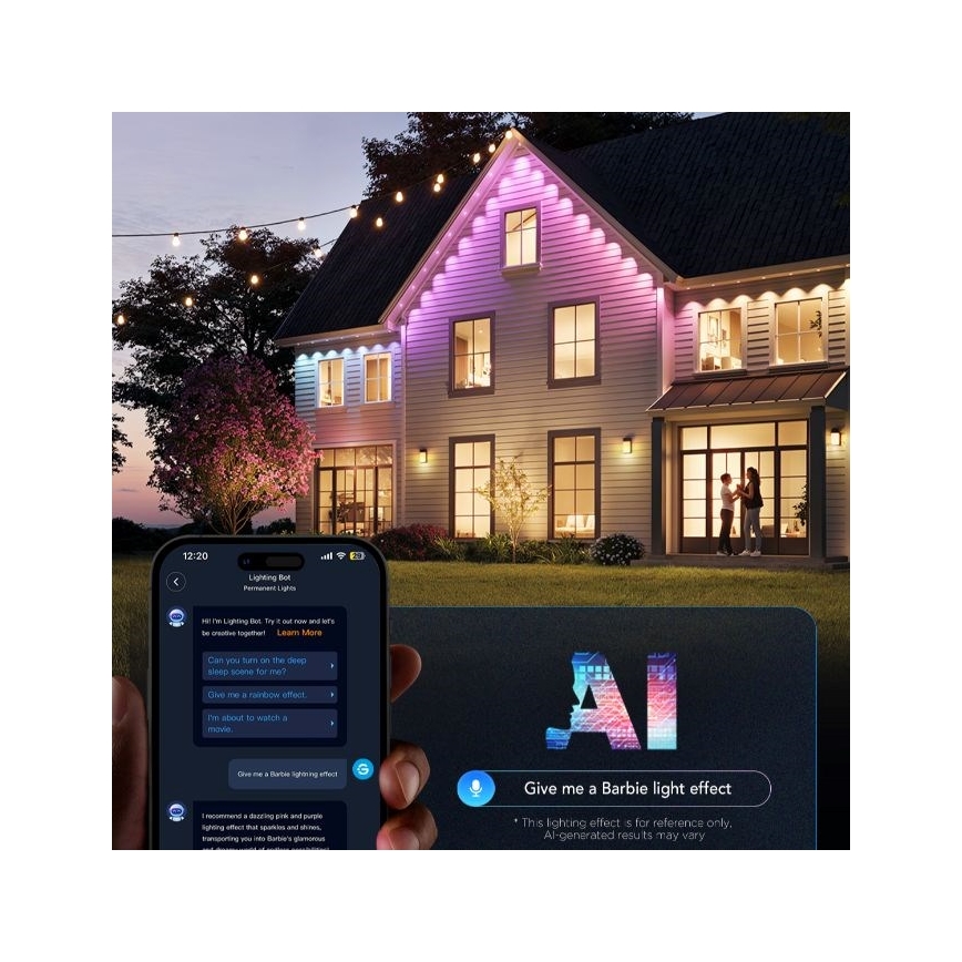 Govee - LED RGBIC virtene ar lejupgaismekļiem 30m Wi-Fi Matter IP67