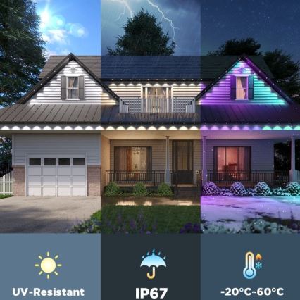 Govee - LED RGBIC virtene ar lejupgaismekļiem 30m Wi-Fi Matter IP67