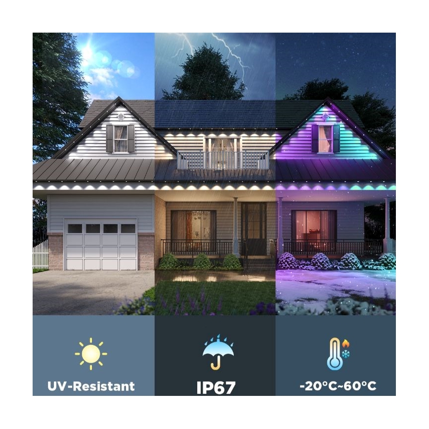 Govee - LED RGBIC virtene ar lejupgaismekļiem 30m Wi-Fi Matter IP67