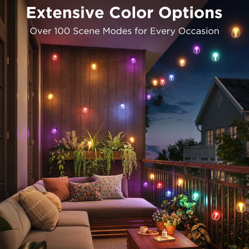 Govee - LED RGBICW Aptumšojama āra dekoratīva virtene LED/24W/230V IP67 2700-6500K Wi-Fi