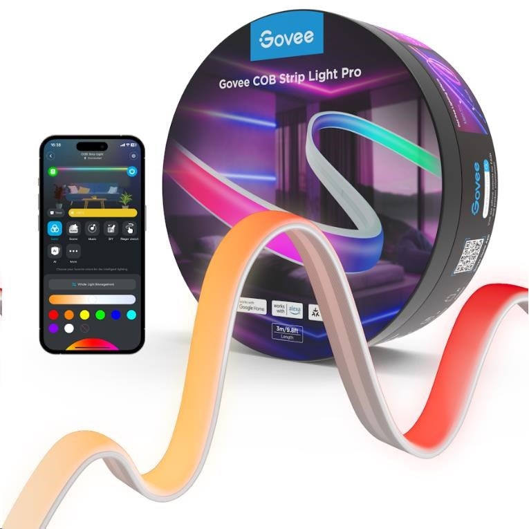 Govee - LED RGBICW Aptumšojama josla COB 3780 diodes 3m Wi-Fi Matter