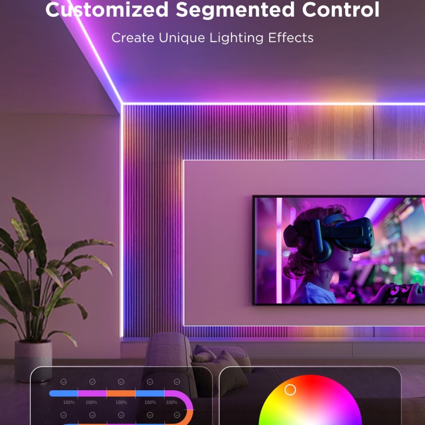 Govee - LED RGBICW Aptumšojama josla COB 3780 diodes 3m Wi-Fi Matter