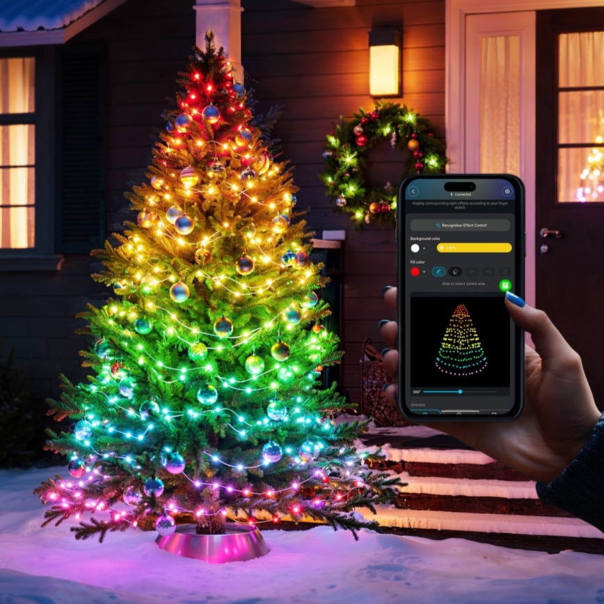 Govee - LED RGBICW Āra Ziemassvētku virtene 2700-6500K 20m Wi-Fi Matter IP66