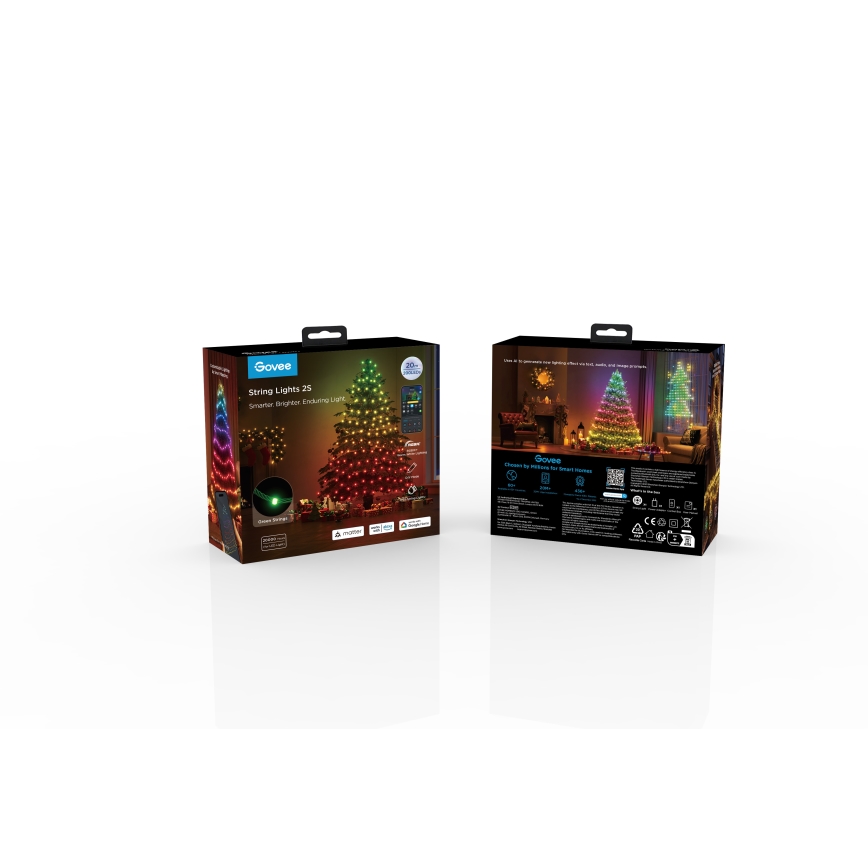 Govee - LED RGBICW Āra Ziemassvētku virtene 2700-6500K 20m Wi-Fi Matter IP66
