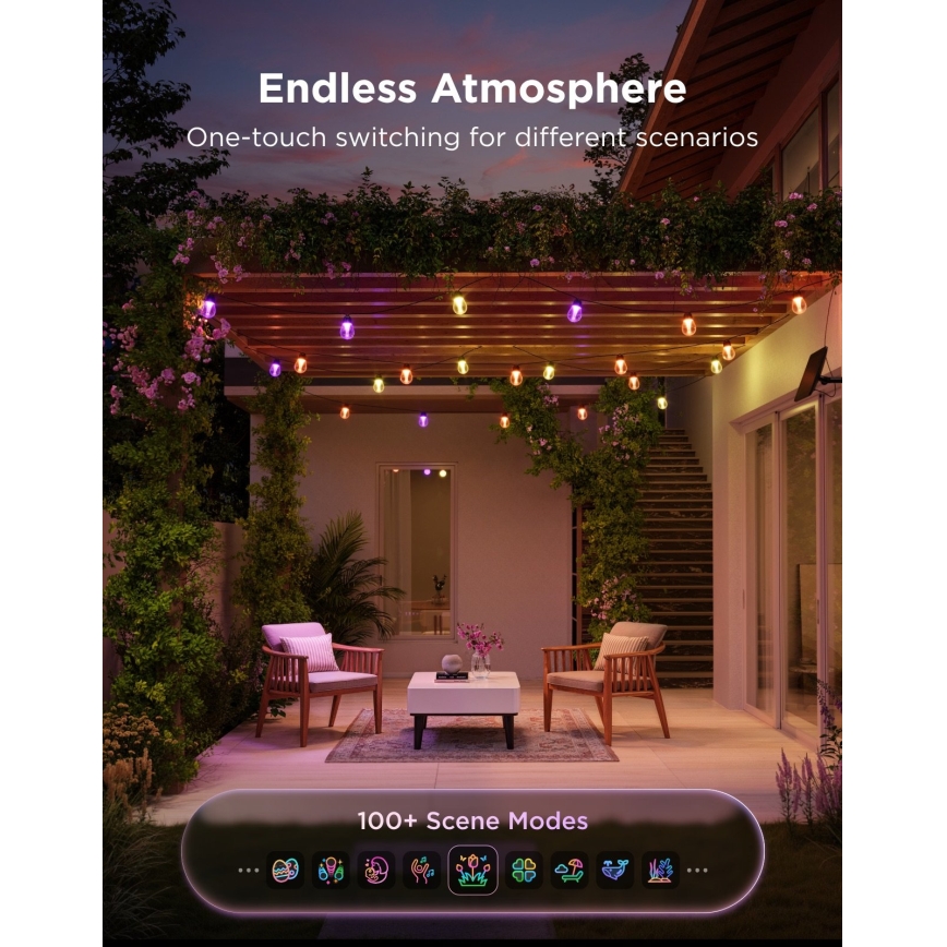 Govee - LED RGBICW Saules virtene 8xLED/6W/5V Wi-Fi Matter IP67