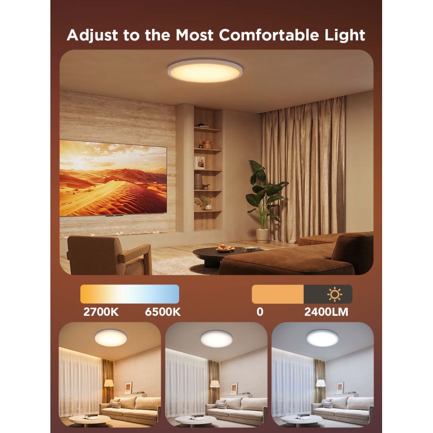 Govee - LED RGBICWW Regulējams griestu gaismeklis LED/29W/230V Ø 30 cm matēts Wi-Fi