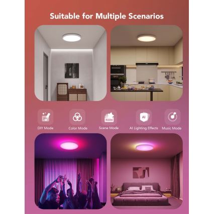 Govee - LED RGBICWW Regulējams griestu gaismeklis LED/29W/230V Ø 30 cm matēts Wi-Fi