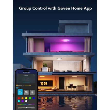 Govee - LED RGBICWW aptumšojams griestu gaismeklis, LED 29 W, 230 V, Ø 30 cm, Matter, Wi‑Fi