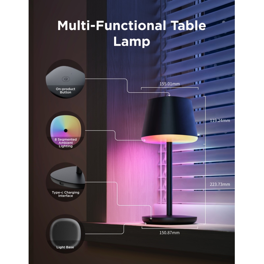 Govee - LED RGBICWW Regulējama galda lampa CLASSIC MATTER LED/10W/5V 4800mAh Wi-Fi