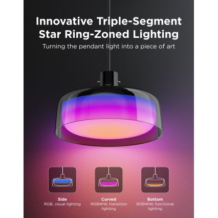 Govee - LED RGBICWW regulējama lustra uz troses LED/21W/230V Matter Wi‑Fi