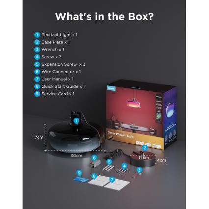 Govee - LED RGBICWW regulējama lustra uz troses LED/21W/230V Matter Wi‑Fi