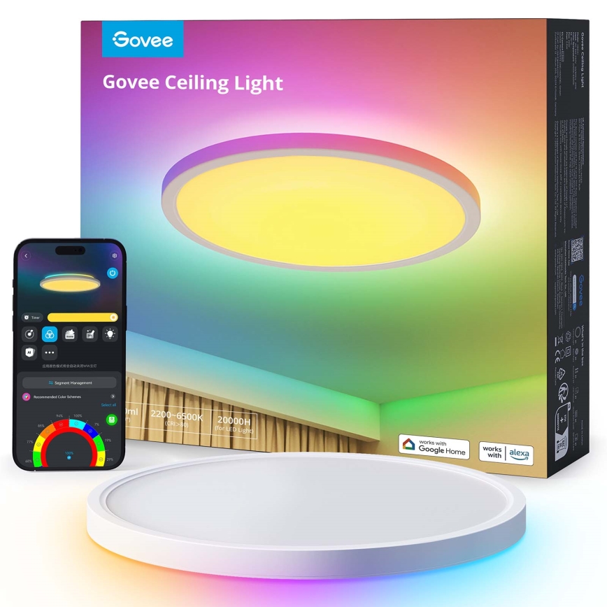 Govee - LED RGBICWW Regulējams griestu gaismeklis LED/29W/230V Ø 30 cm matēts Wi-Fi