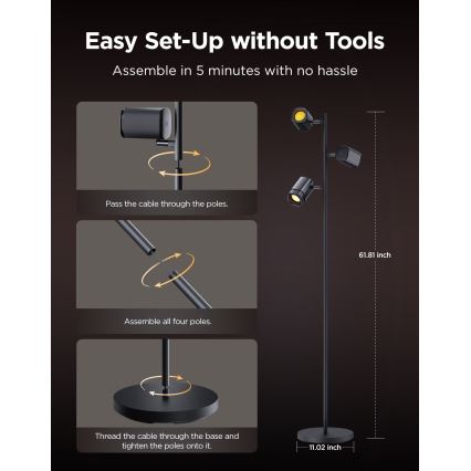 Govee - LED RGBICWW stāvlampa ar regulējamu spilgtumu TREE MATTER LED/48W/230V Wi-Fi