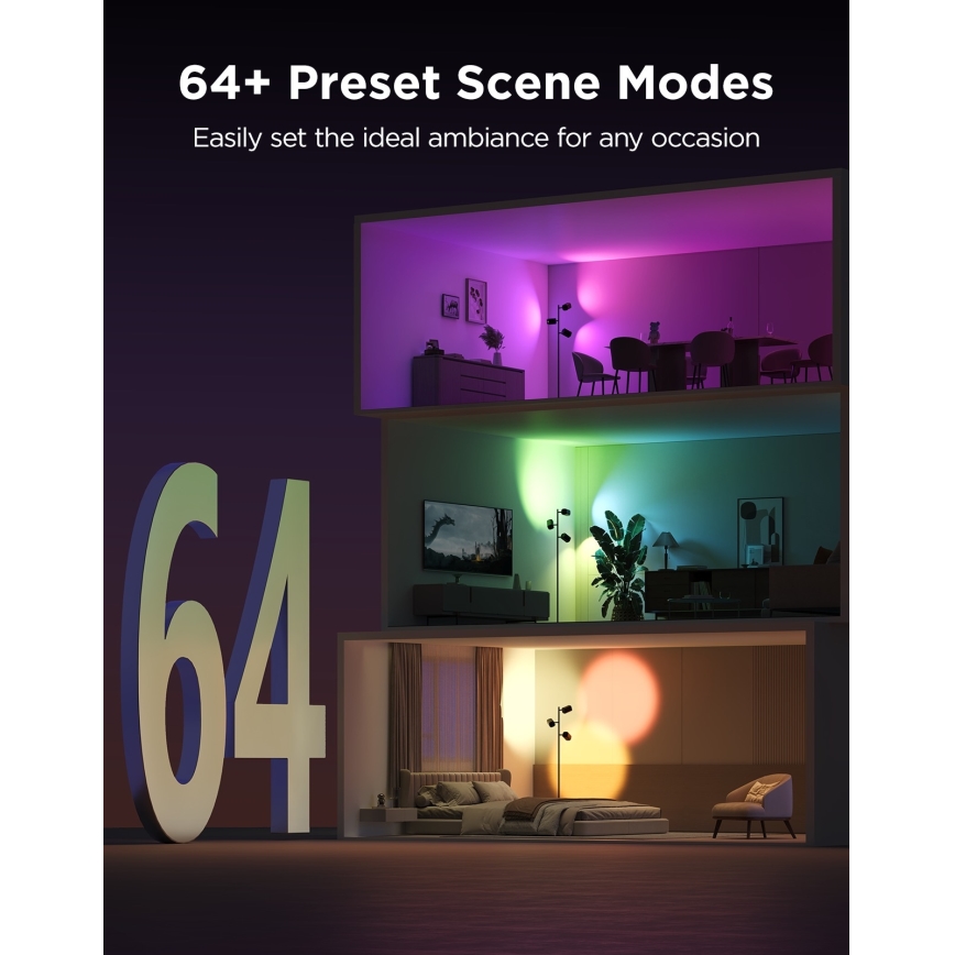 Govee - LED RGBICWW stāvlampa ar regulējamu spilgtumu TREE MATTER LED/48W/230V Wi-Fi