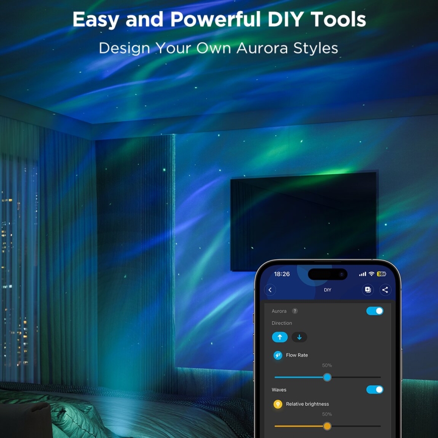 Govee - LED RGBW Galaxy Lampa Projector Pro Wi-Fi Matter