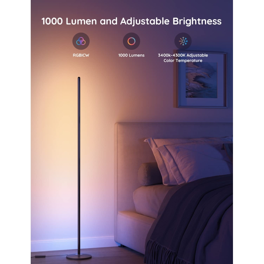 Govee - LED RGBW stāvošā lampa ar regulējamu spilgtumu LITE MATTER LED/24W/230V Wi‑Fi 36 cm