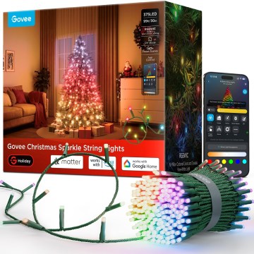 Govee - LED RGBWIC Āra Ziemassvētku virtene 2700-6500K 30m Wi-Fi Matter IP65