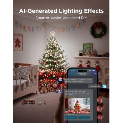 Govee - LED RGBWIC Āra Ziemassvētku virtene 2700-6500K 30m Wi-Fi Matter IP65