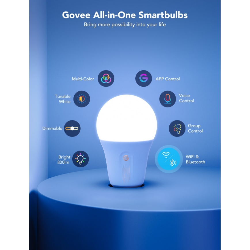 Govee - LED RGBWW Aptumšojama spuldze Smart E27/9W/230V 2700-6500K Wi-Fi
