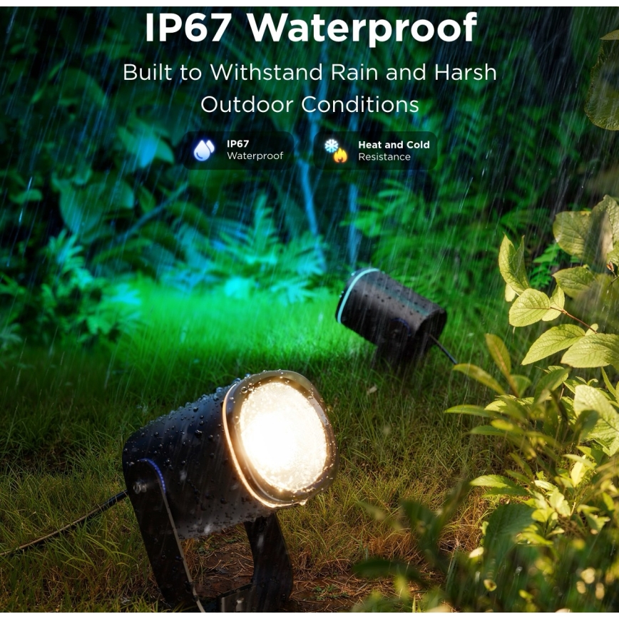 Govee - KOMPLEKTS 2x LED RGBWW Aptumšojams prožektors LED/12W/230V IP67 2700-6500K Wi-Fi