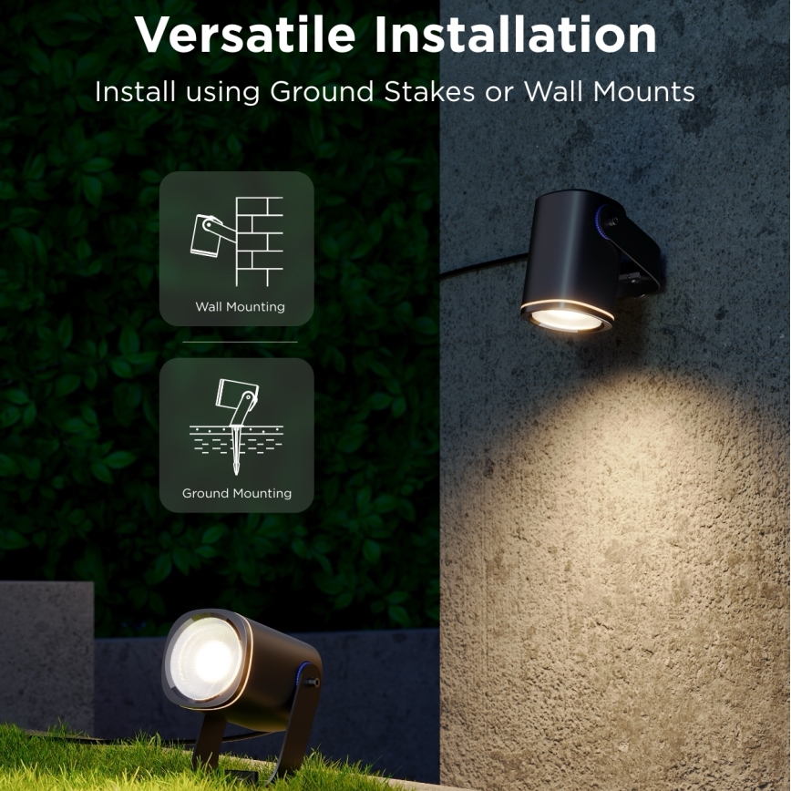 Govee - KOMPLEKTS 2x LED RGBWW Aptumšojams prožektors LED/12W/230V IP67 2700-6500K Wi-Fi