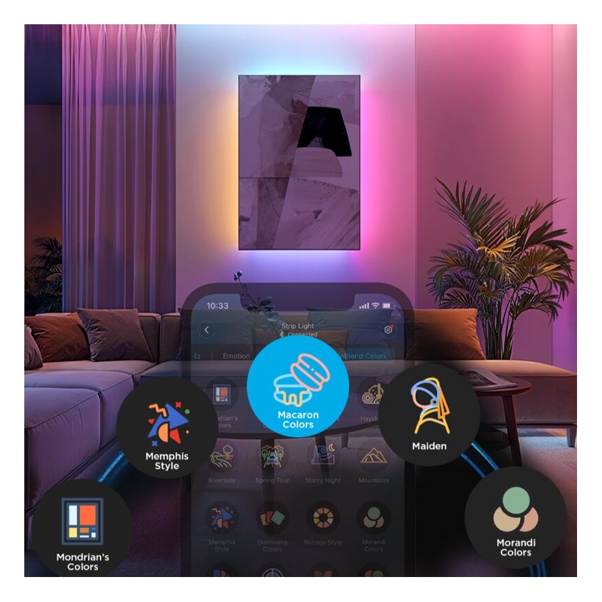 Govee - LED RGBWWIC Aptumšojama paplašinājums josla Strip Light 2 Pro 1m Wi-Fi Matter