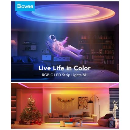 Govee - M1 PRO PREMIUM Viedā RGBICW+ LED josla 2m Wi-Fi Matter