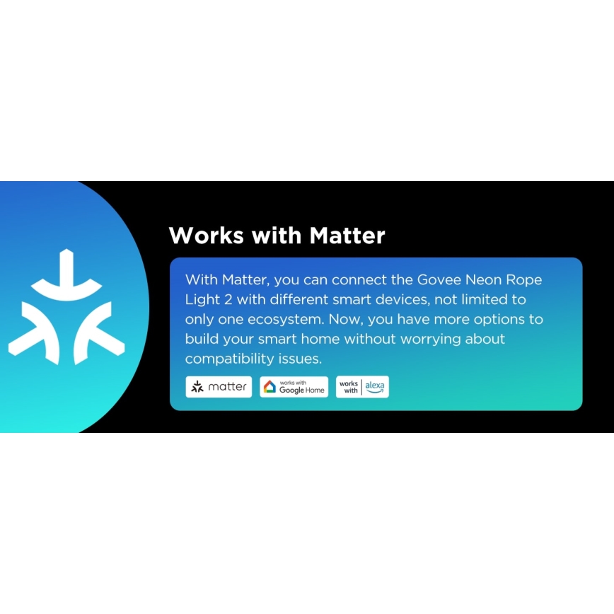 Govee - Neon 2 MATTER elastīga LED lente 3m RGBIC Wi-Fi