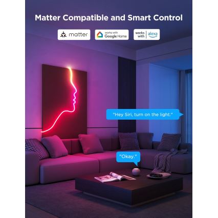 Govee - Neon 2 MATTER salokāma LED josla 5m RGBIC Wi-Fi IP67