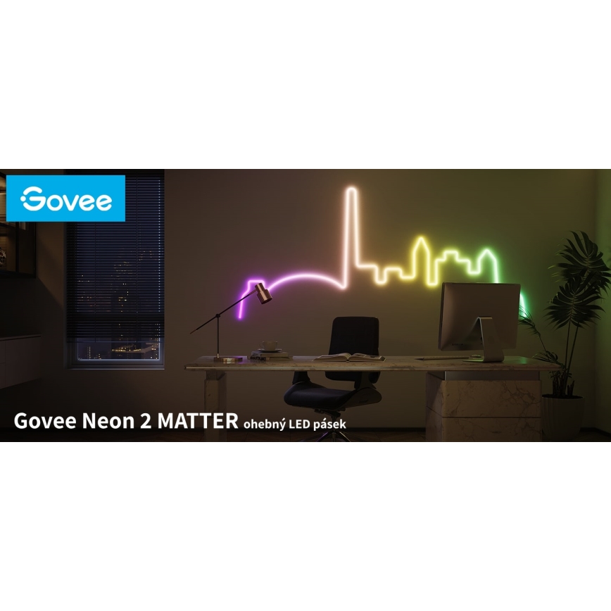 Govee - Neon 2 MATTER salokāma LED josla 5m RGBIC Wi-Fi IP67