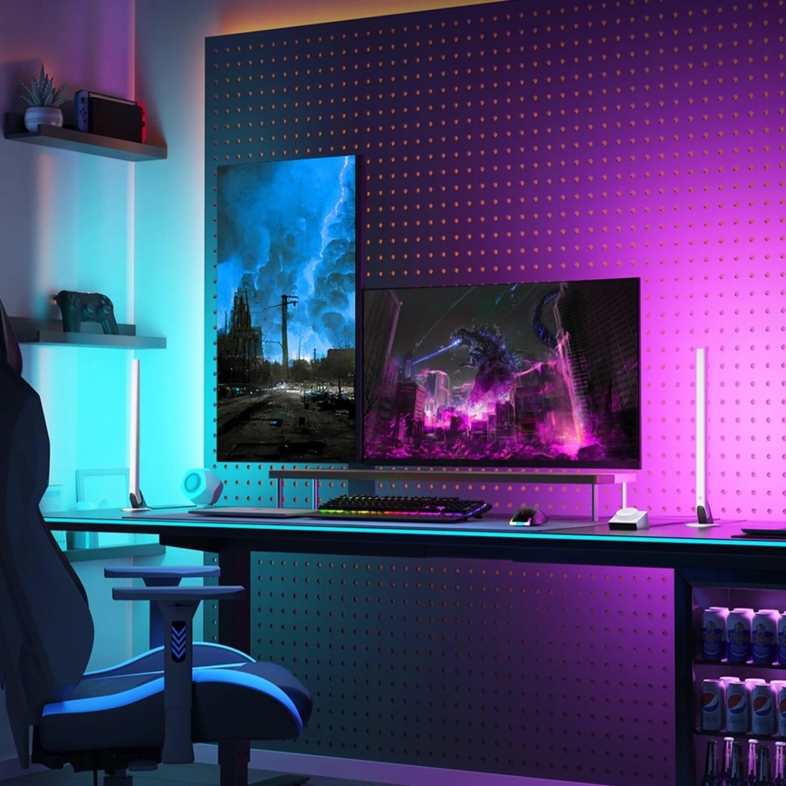 Govee - komplekts 2x Smart Gaming Wi-Fi LED RGBIC paneļi + Smart Dual balta + tālvadības pults