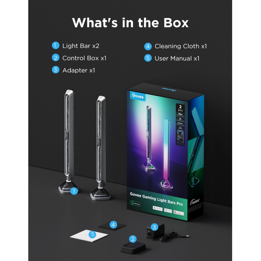 Govee - Smart RGBIC Gaming Pro gaismas paneļi Matter Wi-Fi