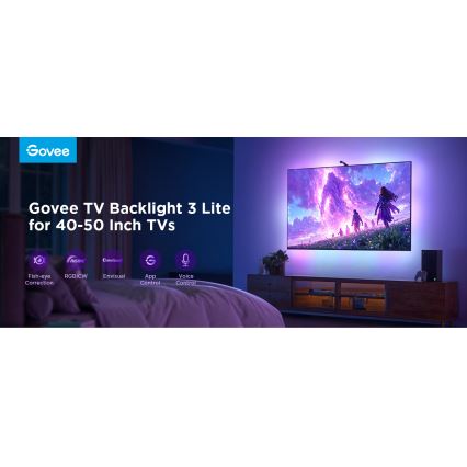 Govee - TV Backlight 3 Lite TV 40-50 SMART LED aizmugurējais apgaismojums RGBICW Wi-Fi IP67 +RC