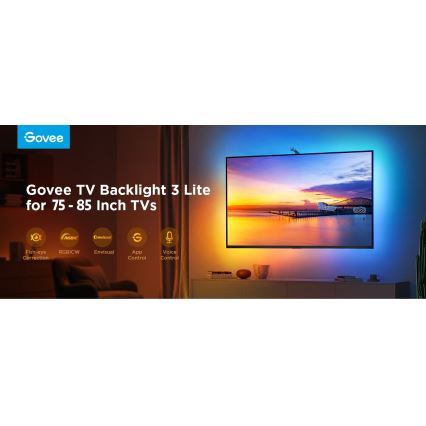 Govee - TV Backlight 3 Lite TV 75-85" SMART LED aizmugurējais apgaismojums RGBICW Wi-Fi IP67