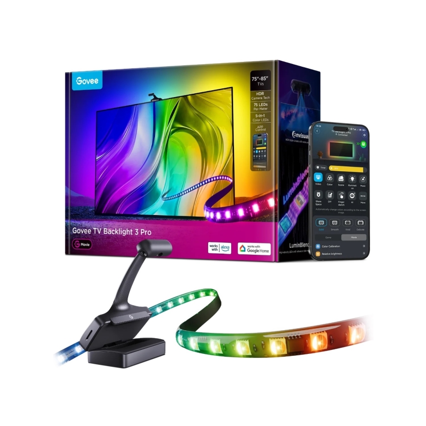 Govee - TV Backlight 3 Pro 75-85 Viedais RGBIC LED aizmugures apgaismojums Wi-Fi
