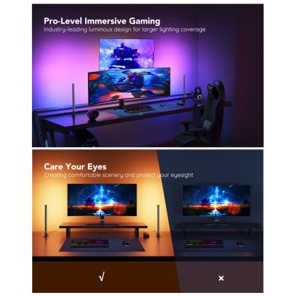 Govee - viedie spēļu Wi‑Fi LED paneļi + Smart Dual tālvadības pults, balta (Wi‑Fi)