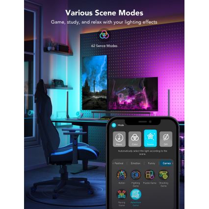 Govee - viedie spēļu Wi‑Fi LED paneļi + Smart Dual tālvadības pults, balta (Wi‑Fi)