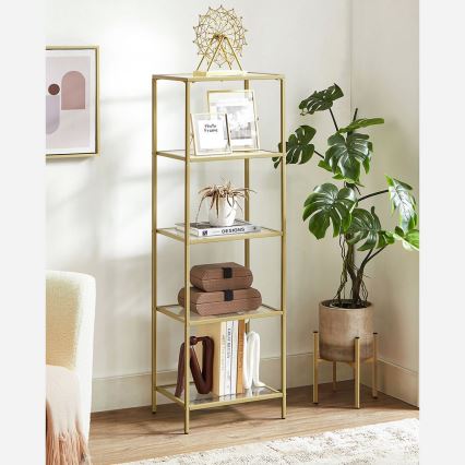 Grāmatplaukts GLASY 40x125x30 cm zelta krāsā