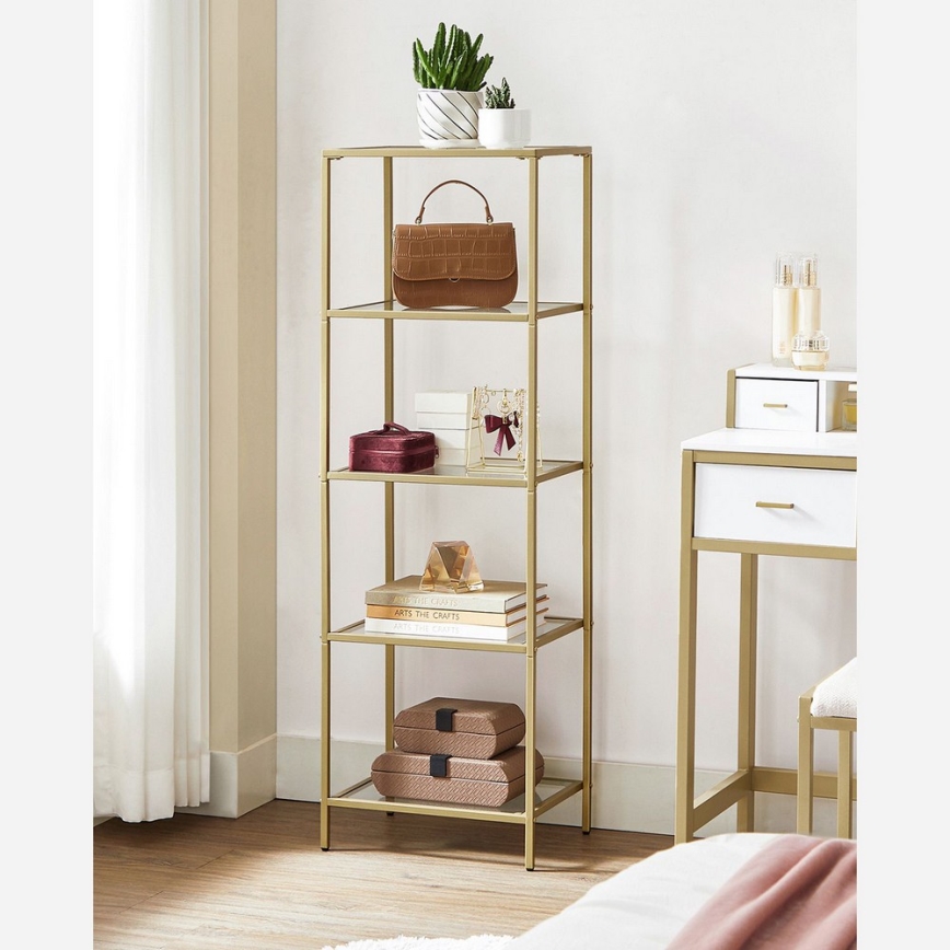 Grāmatplaukts GLASY 40x125x30 cm zelta krāsā