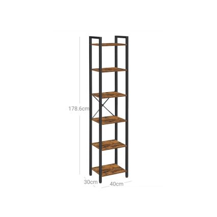 Grāmatplaukts NAVARO 40x179x30 cm brūns/melns