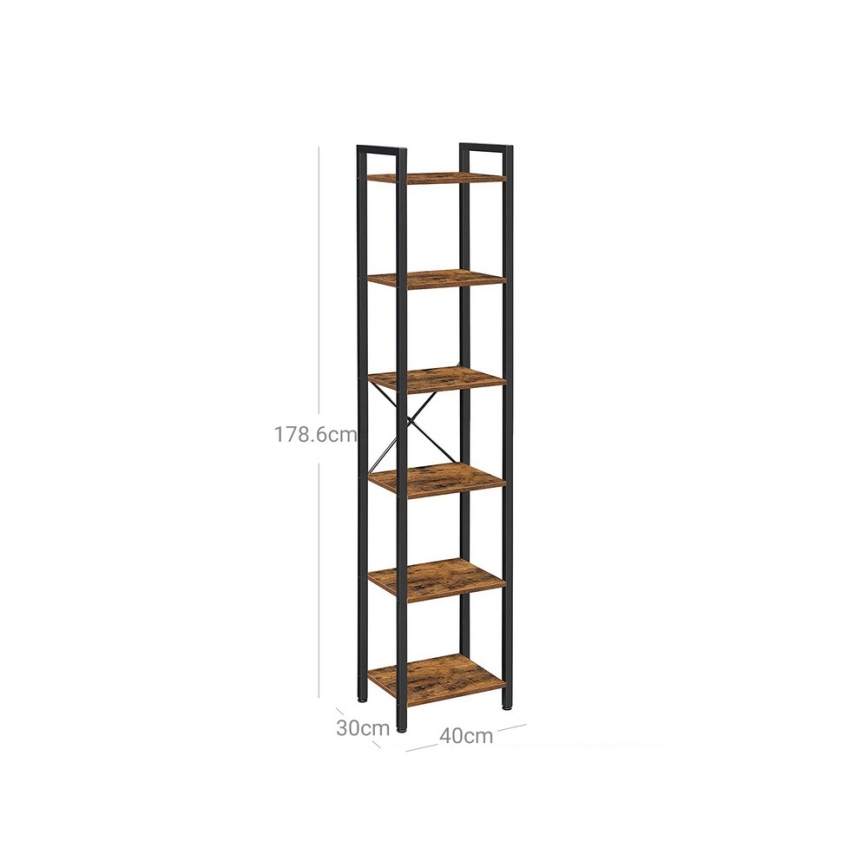 Grāmatplaukts NAVARO 40x179x30 cm brūns/melns