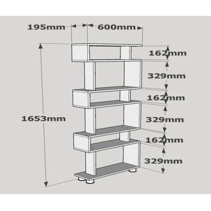 Grāmatu plaukts BLOK 165x60 cm balts/brūns