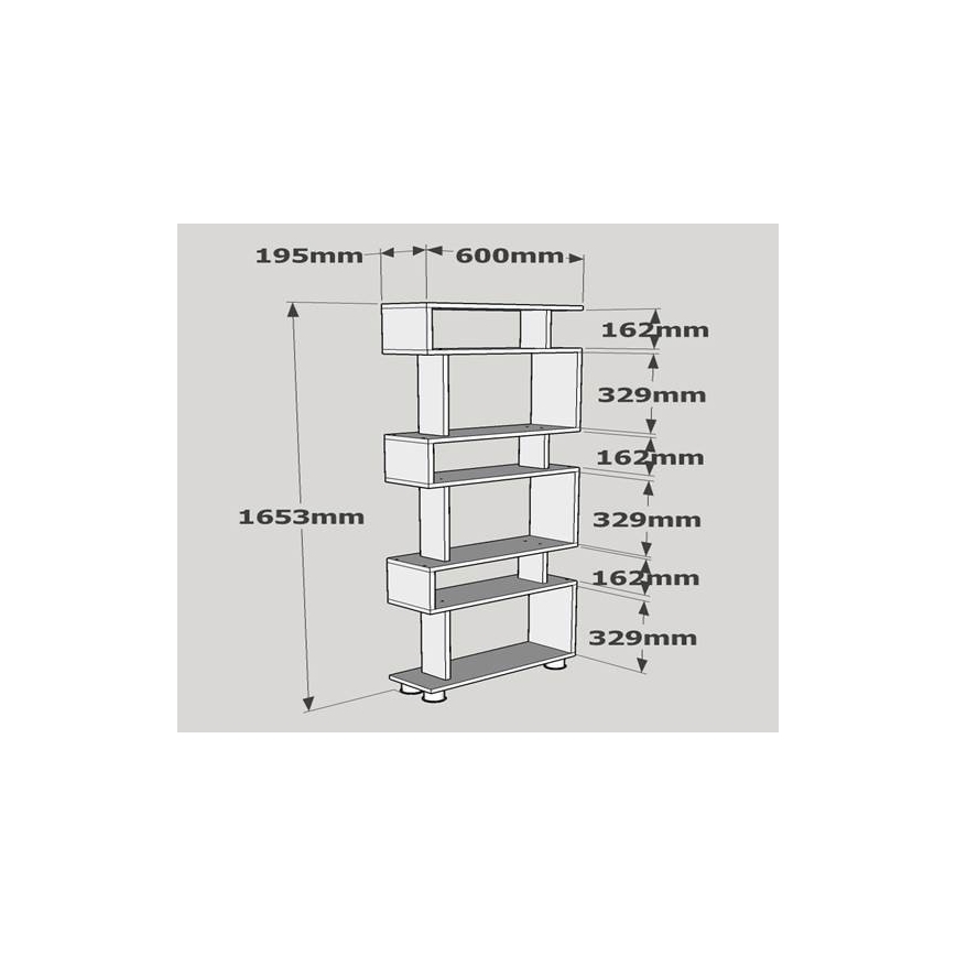 Grāmatu plaukts BLOK 165x60 cm balts