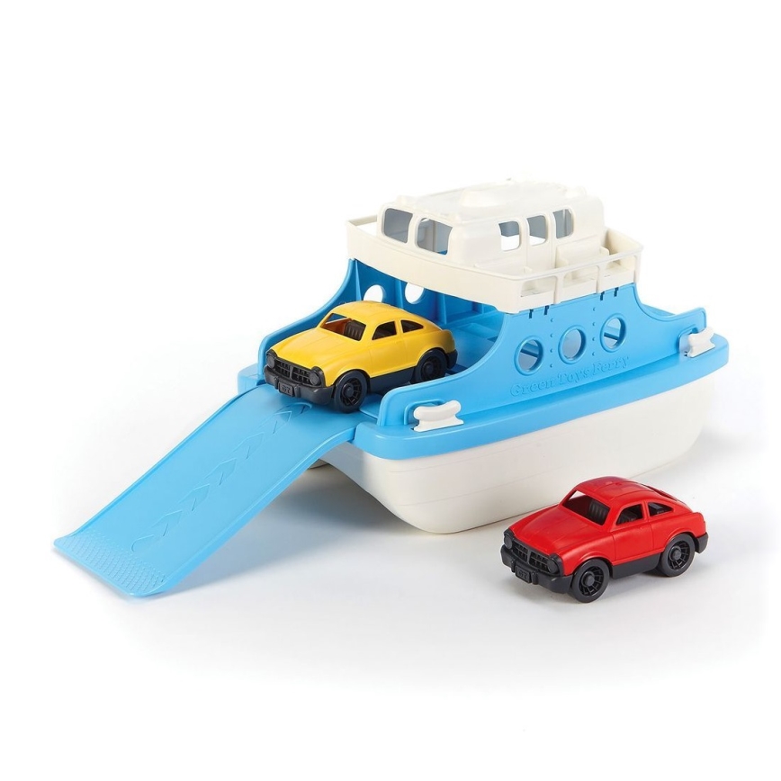 Green Toys - Prāmis ar automašīnām balta/zila