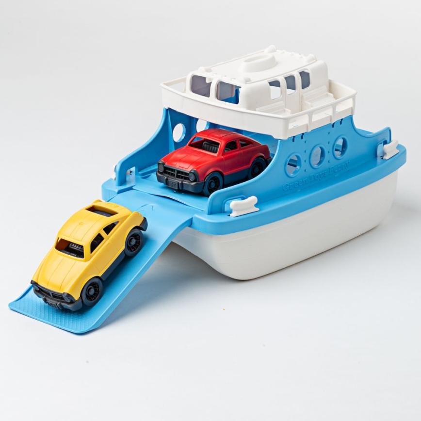 Green Toys - Prāmis ar automašīnām balta/zila