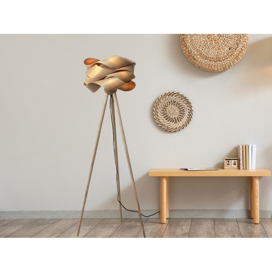 Grīdas lampa 1xE27/60W/230V masīvkoks/finieris/osis