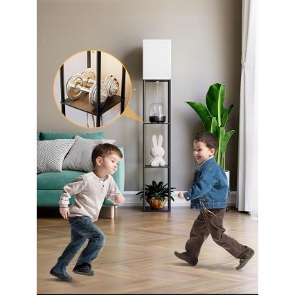 Grīdas lampa ar plauktiem, 1xE27/40W/230V, melna/balta