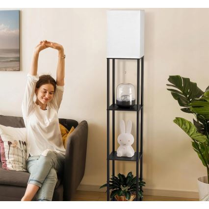 Grīdas lampa ar plauktiem, 1xE27/40W/230V, melna/balta