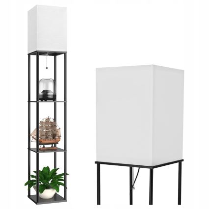 Grīdas lampa ar plauktiem, 1xE27/40W/230V, melna/balta